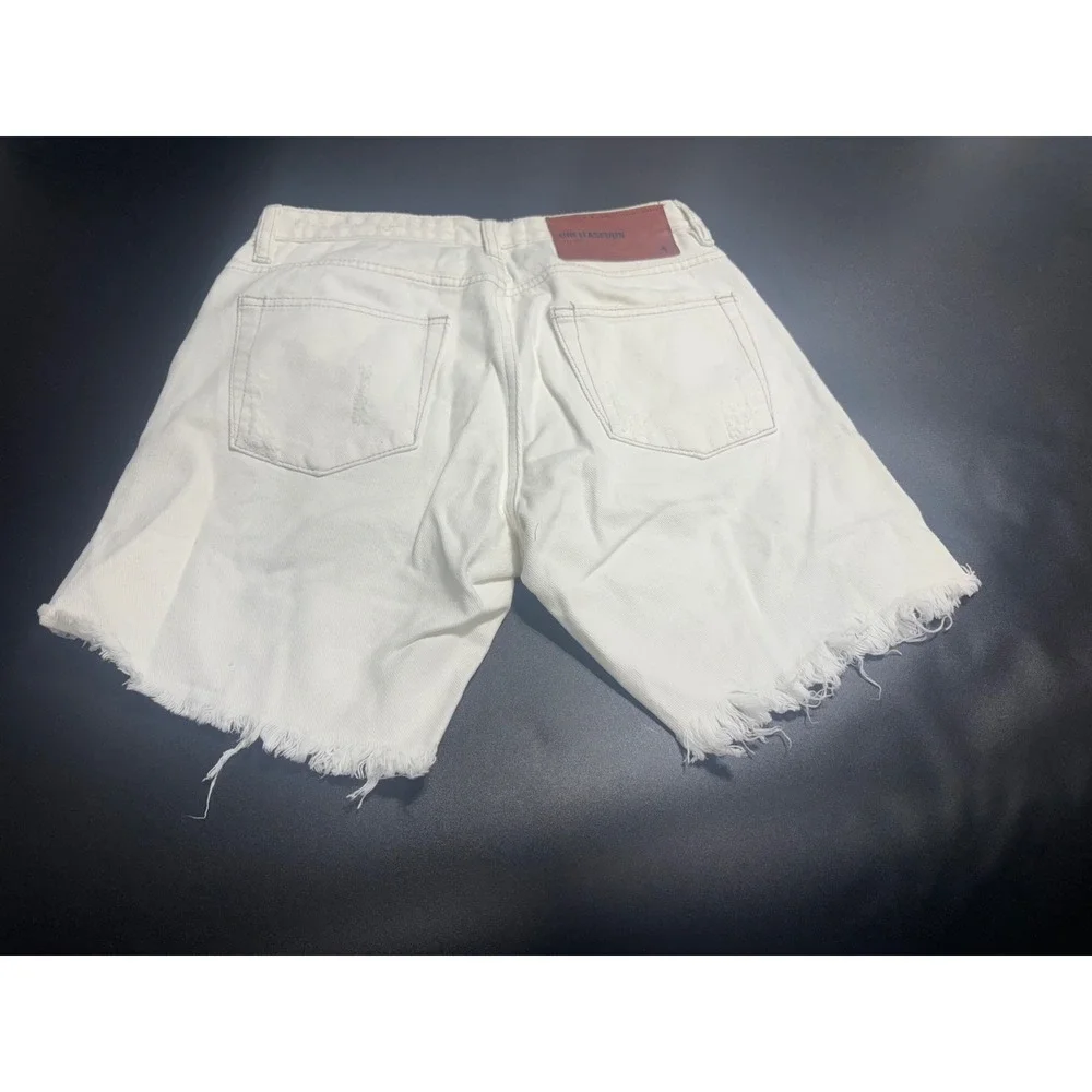 One Teaspoon Stevies Low Waist Long Length Boyfriend Denim Shorts WhiteBeauty 25